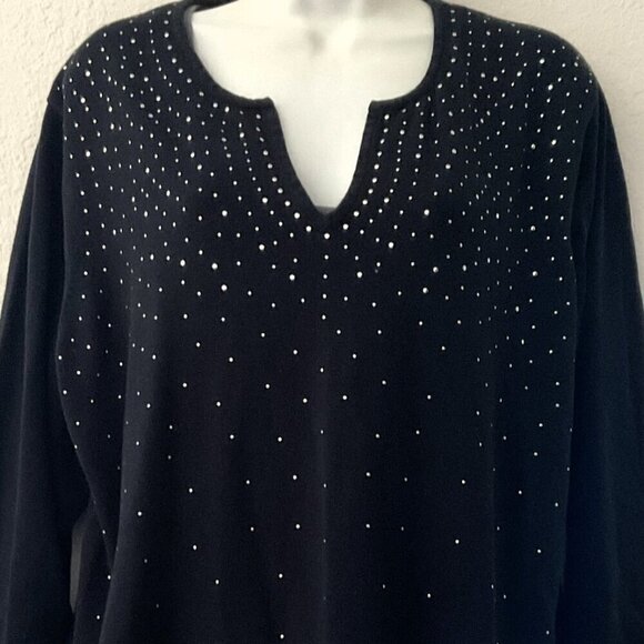 CATHY DANIELS BLACK WITH SILVER STUD ACCENTS TOP PLUS - Picture 6 of 12